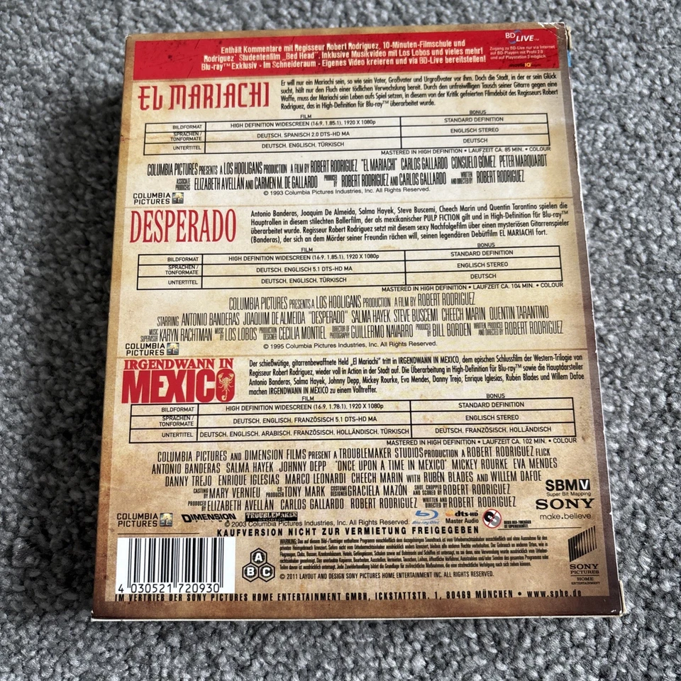 El Mariachi Trilogy Blu-Ray Zustand  sehr gut - Bild 2 von 2