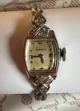 Vintage 14k White Gold Ladies Concord Watch Works Manual Wind 10 Diamond Chips