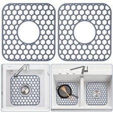 2 Pack Silicone Sink Protectors for Kitchen Sink-12"x 11" Center Drain