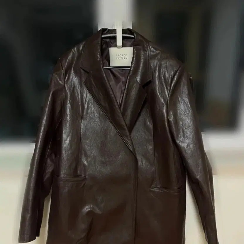 Facade Pattern Leather Jacket - Brown, S Size, Pr… - image 1