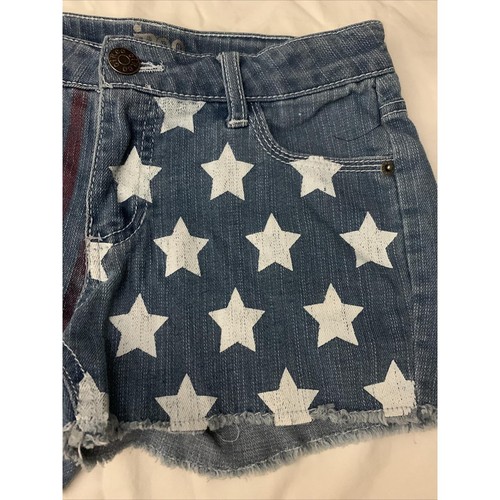 Circo Shorts Girls Sz Large Red White Blue Denim American Flag Patriotic - Picture 4 of 6