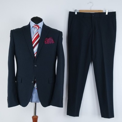 Marineblauer Herrenanzug 42R UK-Größe Hose W37 L32 LINDBERGH Slim Fit 2-teilig