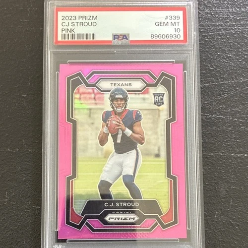 2023 Panini Prizm C.J. Stroud Houston Texans Pink Prizm #339 PSA 10 Rookie