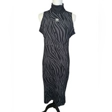 Adidas Allover Zebra Animal Print Dress women  s sz Large sleeveless new nwt