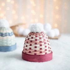 Dresden & Company WOVEN TOBOGGAN HAT-BURGUNDY & BLUSH- 2025 -Longaberger Weavers