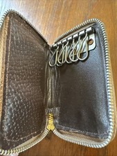 Vintage Leather Key Holder Key Wallet Key Organizer Carrier Ring Brown Zipper