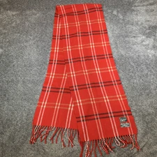Cejon Scarf Plaid Red Soft Fleece Fringe Ends Made in Italy