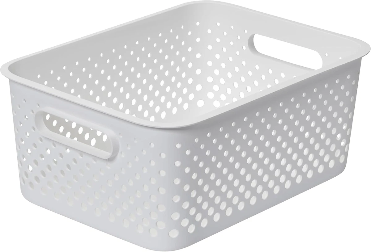 Set 6 Cestini Contenitori In Plastica Bianchi 30x20x3,6 Cm - Organizzatori Per Cassetti E Ripiani - 2