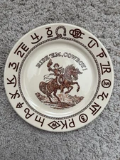 Till Goodan Westward Ho/Little Buckaroo Cowboy China Plate Western Cowgirl 9”