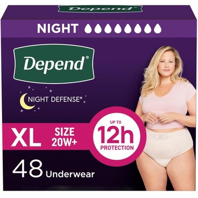 Depend Night Defense Adult Diapers, Incontinence & Postpartum Bladder Leak Un...