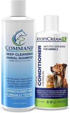 VetriMax Itchy Dog Bundle, 12 oz Command Medicated Pet Shampoo + 8 oz AtopiCr...