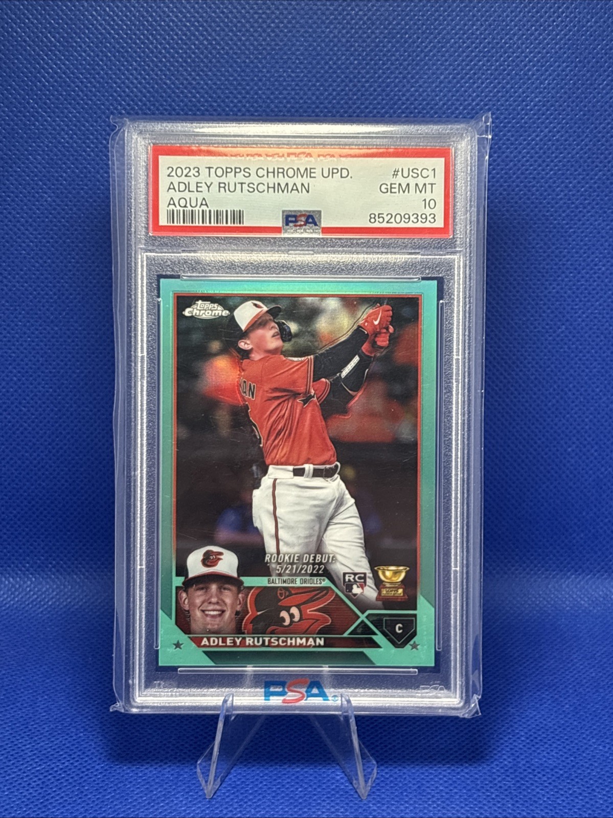 2023 Topps Chrome Update Rookie Debut Adley Rutschman #USC1 Aqua Refractor /199