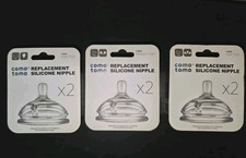 Comotomo Replacement Silicone Wide Nipples, x2 Slow, x2 Medium, x2 Fast Flow
