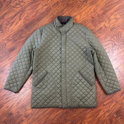 Brooks Brothers Jacket Mens XL Green Diamond Quilted Barn Paddock Equestrian