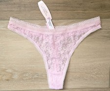 NWT Vintage Y2K Victoria's Secret Pink Sheer Nylon Lace Thong String Panties S