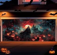 7 X 16 Ft Halloween Garage Door Banner Large Halloween Hanging Backdrop Door