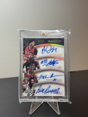 2015 Immaculate Quad Auto Anthony Davis Mutombo Hakeem Olajuwon Bill Russell /10