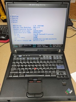 IBM Thinkpad 15'' T43 - Pent M 2.00Ghz - 1GB Ram - NO HDD NO BATTERY - FOR PARTS