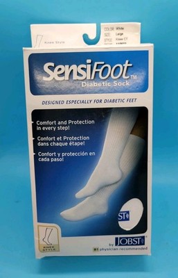 SensiFoot Diabetic Sock Comfort and Protection Large White Knee Style BRAND NEW