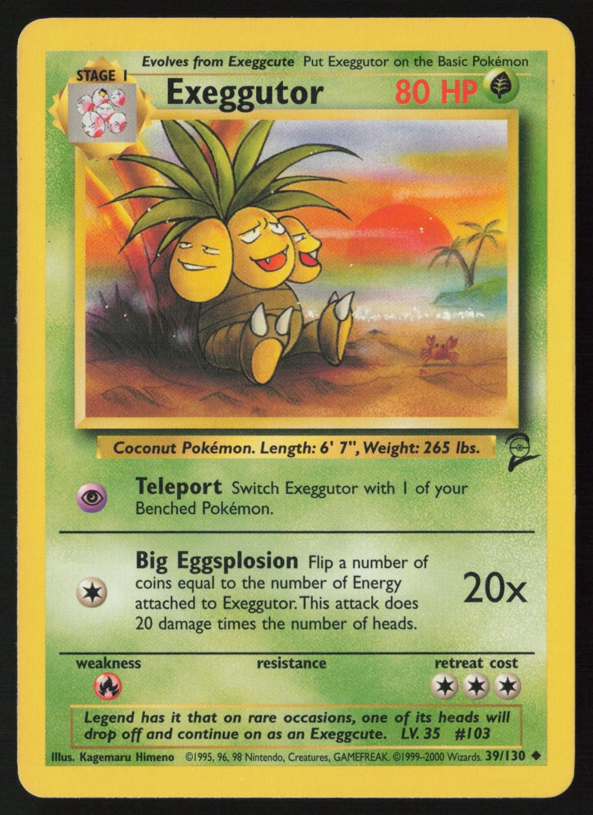 Exeggutor 39/130 Uncommon Base Set 2 Pokemon Moderately Played