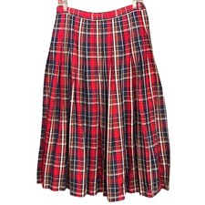 Vintage Pendleton Plaid Skirt Red Tartan Pleated Preppy Academia USA
