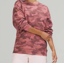 Lululemon Womens 12 Pink Brown Camouflage Cotton Pullover Crewneck Sweatshirt