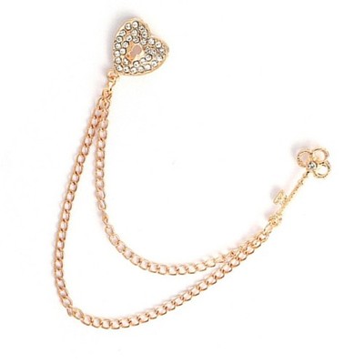 Unique Heart Key Brooch Long Chain Metal Accessory For Everyday Wear And Special