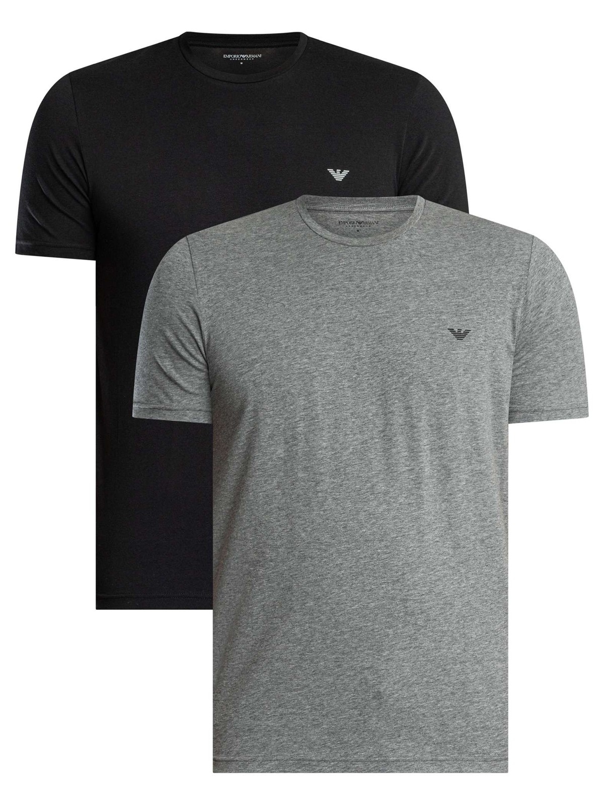Emporio Armani Men's Grey Melange/Black 2 Pack Lounge Crew T-Shirts - Image 2