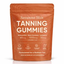 Savanna Skin Tanning Gummies, with Astaxanthin, 1 Count Pack of 1 