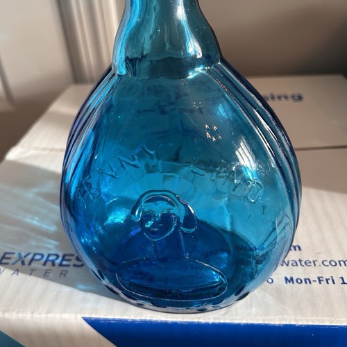 JENNY LIND Fislerville Vetro Funziona Pontil Acqua Blu Bottiglia Vintage - Foto 2 di 11