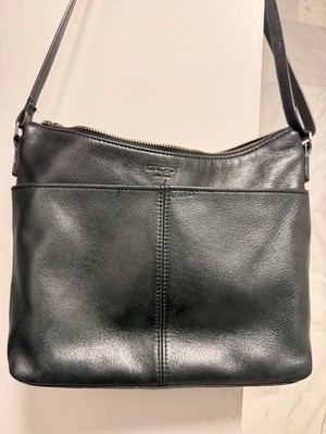 Margot New York Slouch Leather Crossbody Bag  11 x9 x2  Black Pebbled Soft
