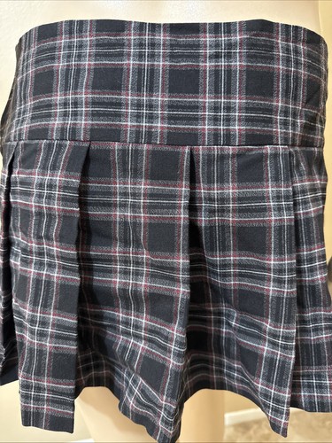 Women’s Black Check Polyester Casual Pleated Unlined Mini Zipper Size L Skirt - Picture 16 of 18
