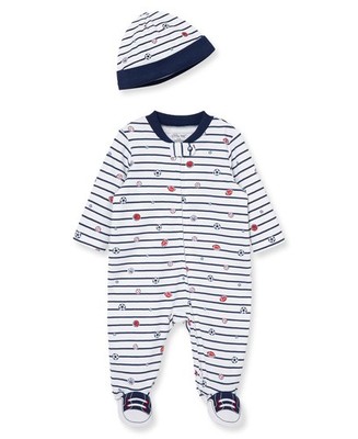 Little Me Baby Boy Clothes 2-Piece Sleeper and Cap Preemie, Sports Star 