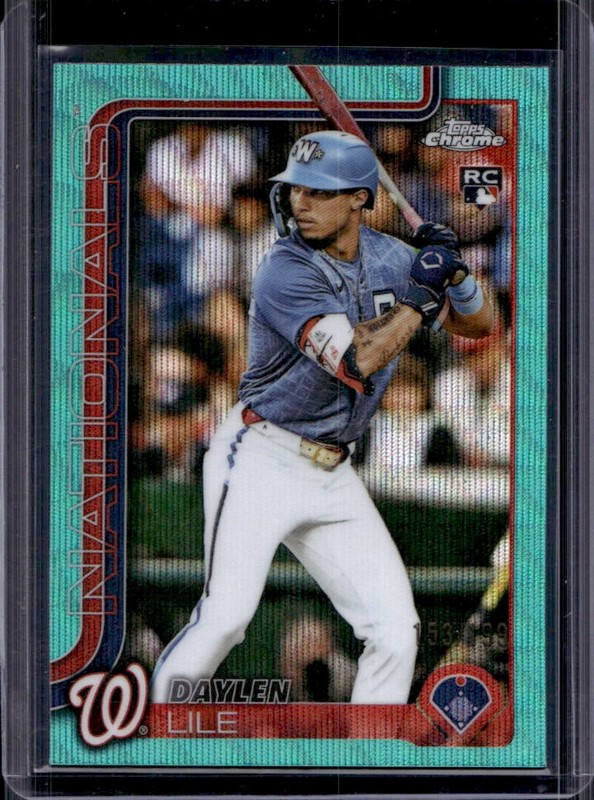 2025 Topps Chrome Update Daylen Lile RC Aqua Wave Refractor #/199 Nationals