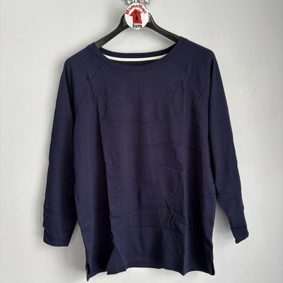 NEW Isaac Mizrahi Live! Long Sleeve Curve Hem Cotton Knit Top Navy Plus Size 1X