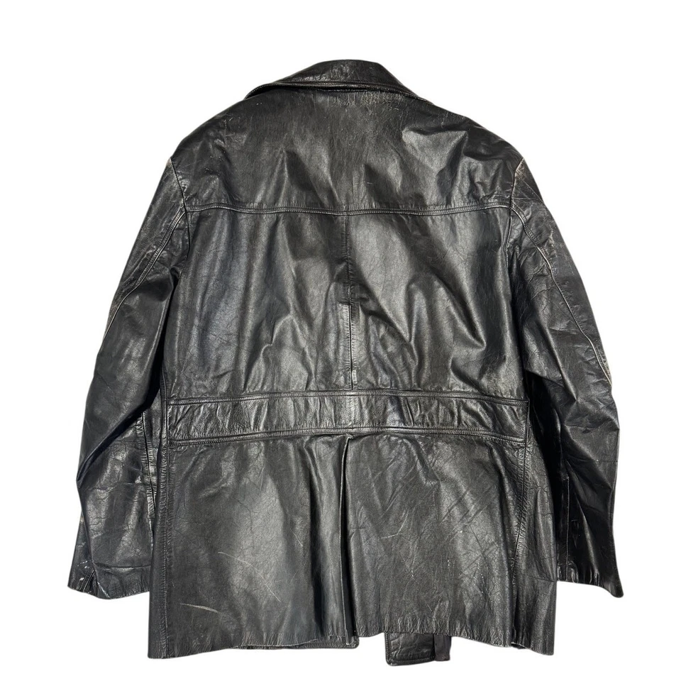 Chaqueta de cuero vintage para hombre abrigo años 60 70 discoteca talla L ligeramente desgastado Foto 2 de 4