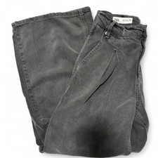 Zara Kids Wide-Leg Gray Denim Distressed Jeans, Adjustable Waistband, Size 11/12