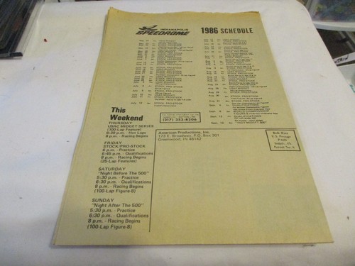 1986 INDIANAPOLIS 500 SOUVENIR EDITION PIT BOARD - Picture 2 of 2