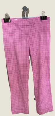 Vtg  Pants Womens Size 8 Pink Plaid by clothes with hidden buttons 