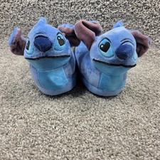 Disney Stitch Slippers Shoes Kids Size 9/10 Blue Plush Cozy Character Indoor