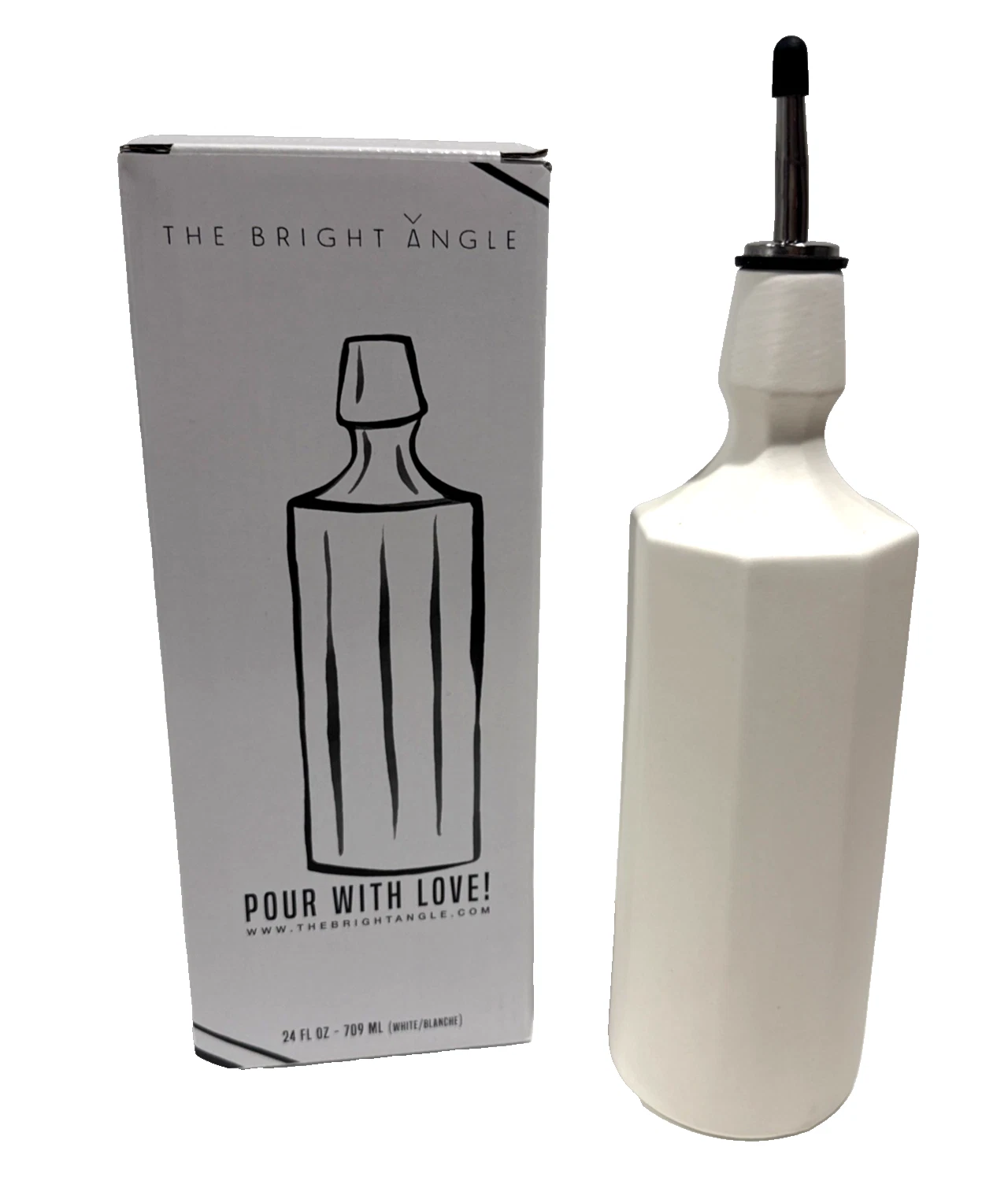The Bright Angle 24oz Olive Oil Dispenser White Modern Decor NIB