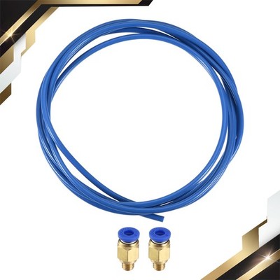 2 x Pneumatic PTFE Air Tubing Hose Kit 4mm OD 2mm ID 2M L Blue M6 Quick Fitting