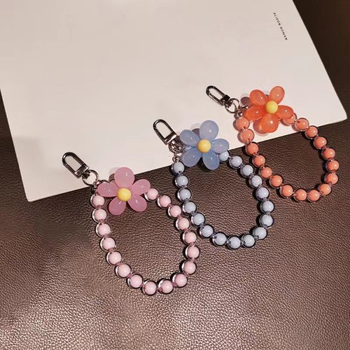 1 pièce fleur colorée perles téléphone portable breloque sangle chaîne lanière femmes fille * - Photo 8 sur 17