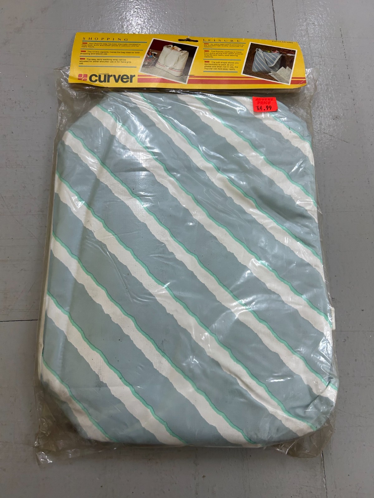 Vintage Curver 1980s 1970s Retro Striped Shopping Bag (Unused & New) Free P+P