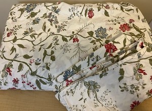Pottery Barn Sz KING Cream Botanical Floral Duvet Cover + 1 Standard Pillowcase