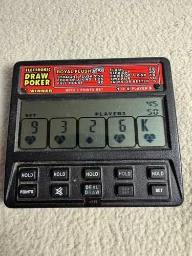 Radio Shack DE COLECCIÓN DRAW POKER 60-2453 Electrónico de Mano 1992 PROBADO AÑOS 90 - Imagen 3 de 9