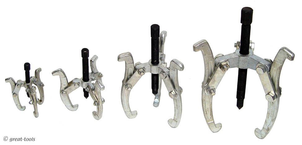 GEAR PULLER SET, 3-JAWS, FOUR PULLERS - hand tool tools 3-jaw 4-pc ...