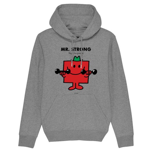 Mr Men Pullover Hoodie Mr. Strong Organic Cotton Long Sleeve Kids Top Hoody - Picture 9 of 13