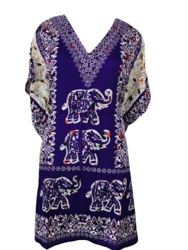 Women's Short Kaftan Elephant Maxi-Plus Beach Cover Up Caftan Nightwear Gown - Picture 1 of 9