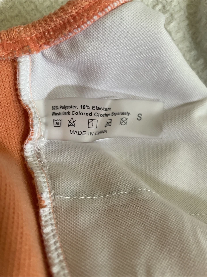 Unbranded Womens Tankini In A Size S Swimsuit In A Pastel Orange/dotted Brown - Image 4 of 4